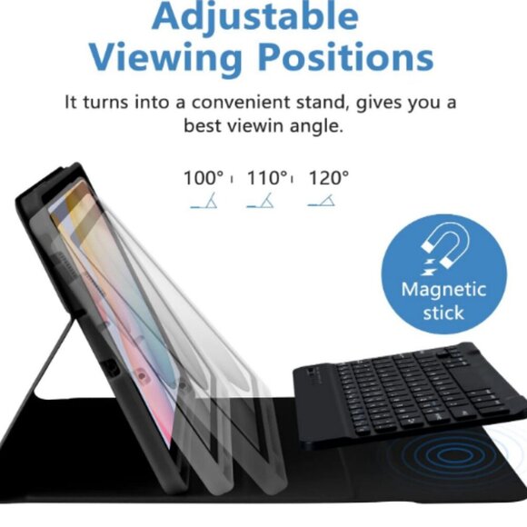 Samsung Galaxy Tab S6 Lite Wireless Keyboard Case Magnetic Travel Black Office - Picture 3 of 12